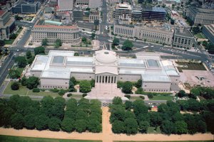 Vista aérea da Galeria Nacional do Art West Building, concluída em 1941